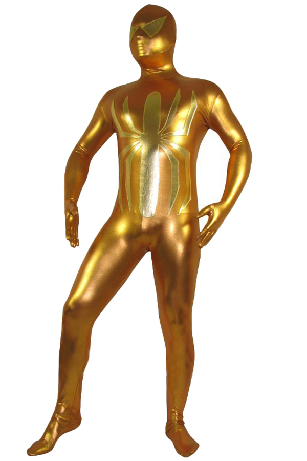 Halloween Costumes Shiny Golden Spiderman Zentai - Click Image to Close